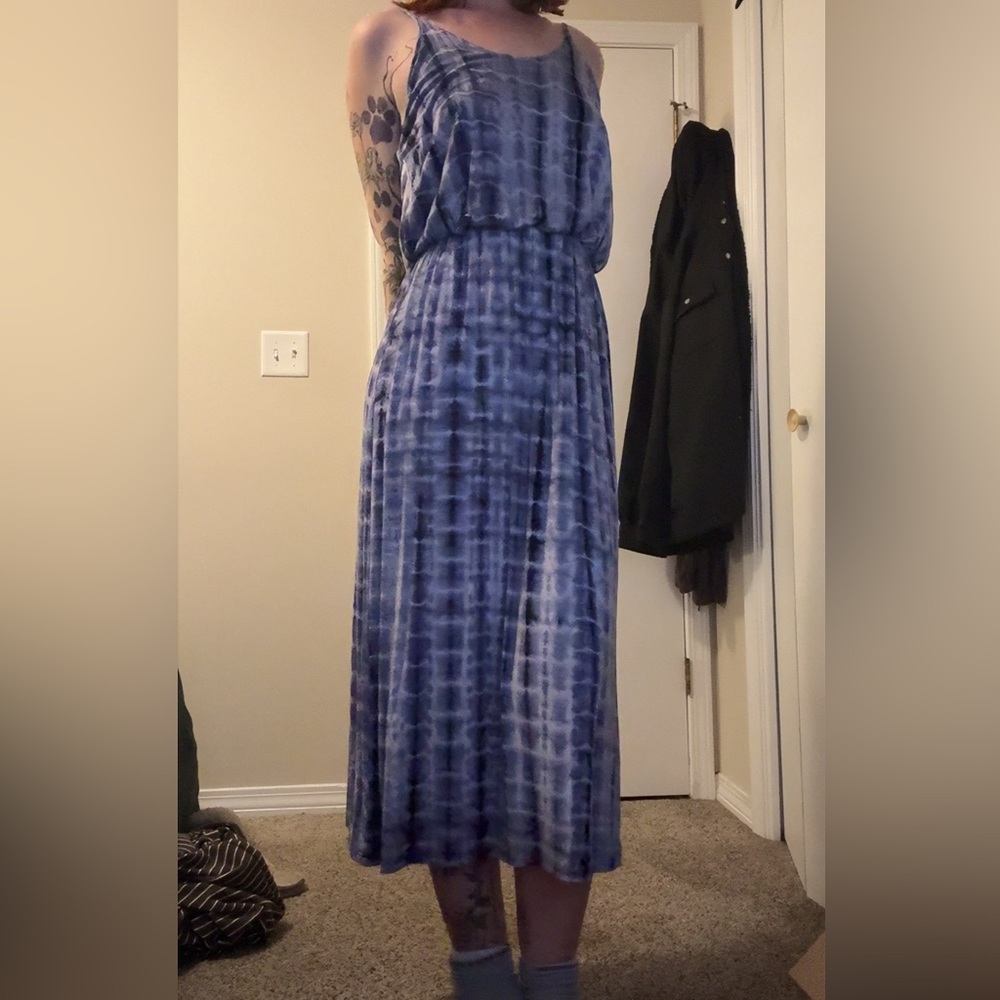 Olivia Rae Blue Patterned Maxi Dress